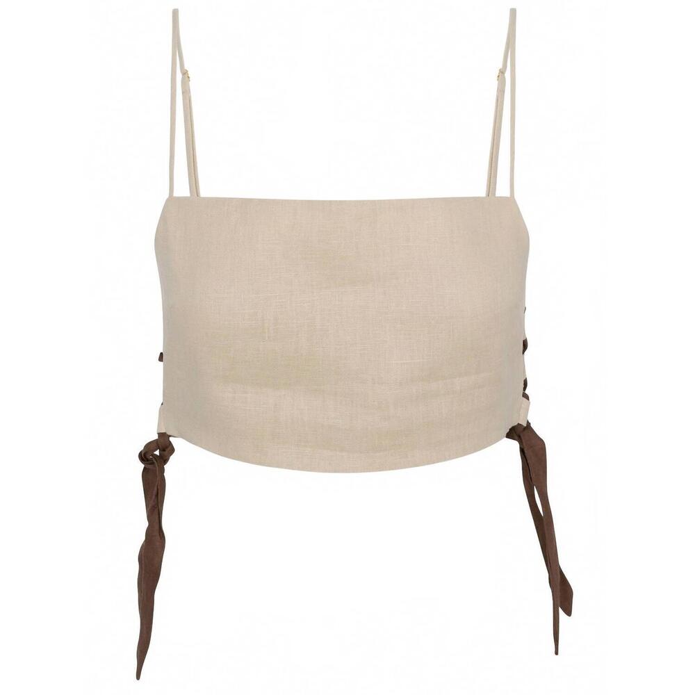 NEW HEVRON women's skim crop top in beige